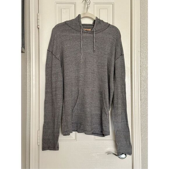 John Varvatos Tops - John Varvatos men’s hoodie thin striped charcoal gray and light gray sweatshirt